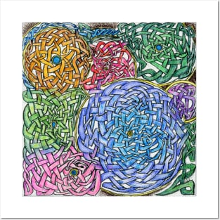 Abstract Circle Knotwork in Ink and Watercolor Pencil Posters and Art